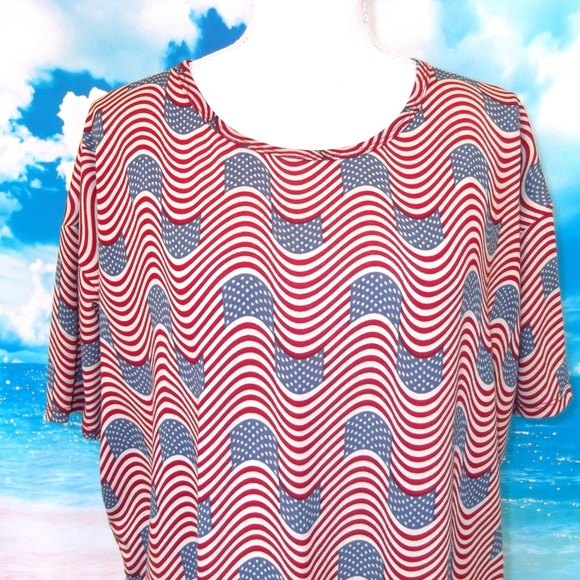 LulaRoe American Flag Fourth of July Classic T XXS - Picture 3 of 7
